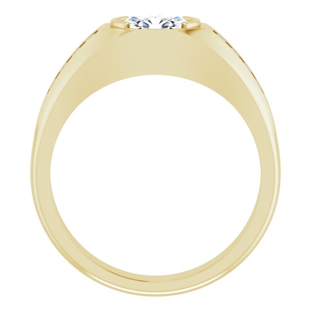 14K Gold Lab-Grown Diamond Beveled-Edge Bezel-Set Band - Yellow Gold - view 2