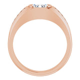 14K Gold Lab-Grown Diamond Beveled-Edge Bezel-Set Band - Rose Gold - view 2