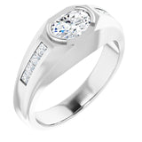 Platinum Lab-Grown Diamond Beveled-Edge Bezel-Set Band