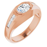 14K Gold Lab-Grown Diamond Beveled-Edge Bezel-Set Band - Rose Gold