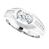 Platinum Lab-Grown Diamond Beveled-Edge Bezel-Set Band - view 5
