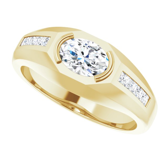 14K Gold Lab-Grown Diamond Beveled-Edge Bezel-Set Band - Yellow Gold - view 5