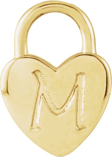 14K Gold Engravable Heart Lock Necklace or Pendant - Yellow Gold - view 4