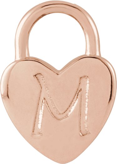 14K Gold Engravable Heart Lock Necklace or Pendant - Rose Gold - view 4