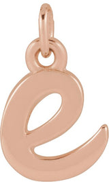 14K Gold Initial E Petite Necklace or Pendant - Rose Gold
