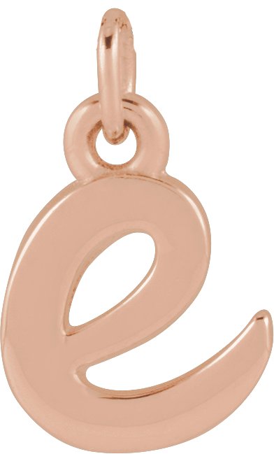 14K Gold Initial E Petite Necklace or Pendant - Rose Gold