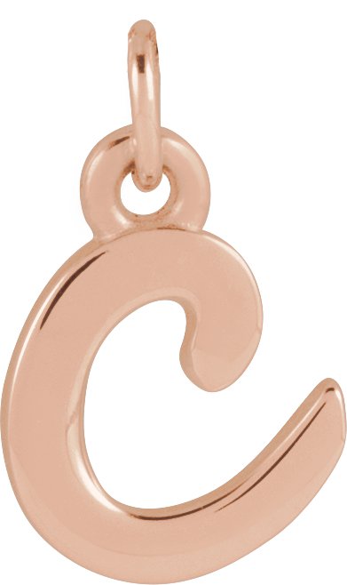 14K Gold Initial C Petite Necklace or Pendant - Rose Gold
