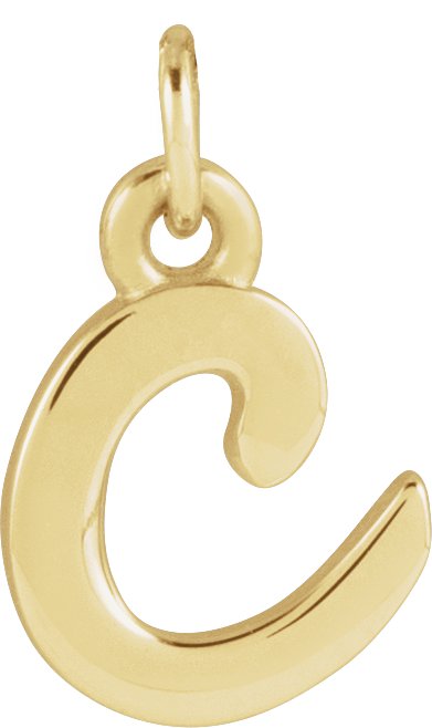 14K Gold Initial C Petite Necklace or Pendant - Yellow Gold