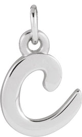 14K Gold Initial C Petite Necklace or Pendant - White Gold