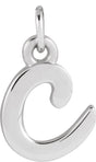 14K Gold Initial C Petite Necklace or Pendant - White Gold