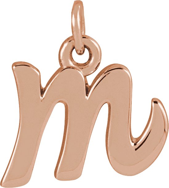 14K Gold Initial M Petite Necklace or Pendant - Rose Gold