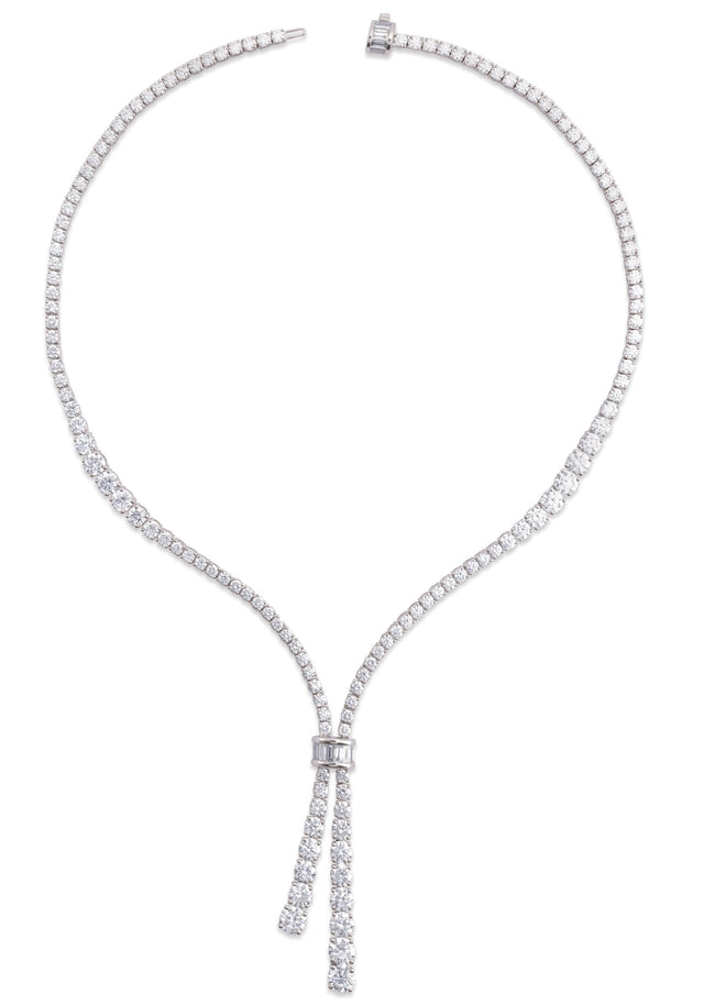 14K Gold Lab-Grown Diamond Line Necklace - White Gold - view 2