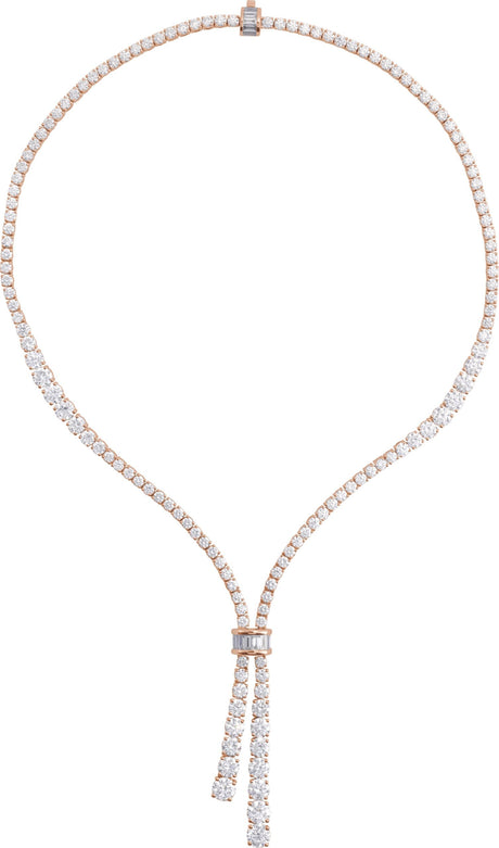 14K Gold Lab-Grown Diamond Line Necklace - Rose Gold