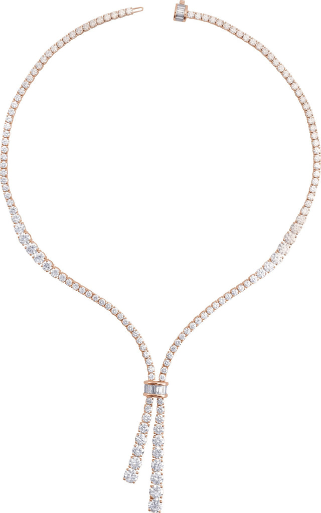 14K Gold Lab-Grown Diamond Line Necklace - Rose Gold - view 2
