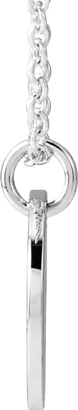 14K Gold Initial O Script Necklace or Pendant - White Gold - view 2