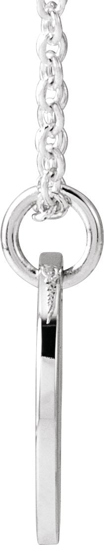 14K Gold Initial O Script Necklace or Pendant - White Gold - view 2