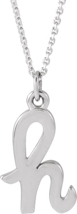 14K Gold Initial H Petite Necklace or Pendant - White Gold