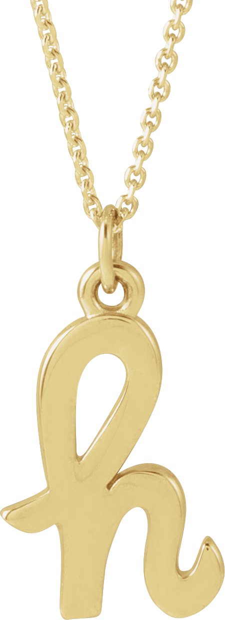14K Gold Initial H Petite Necklace or Pendant - Yellow Gold