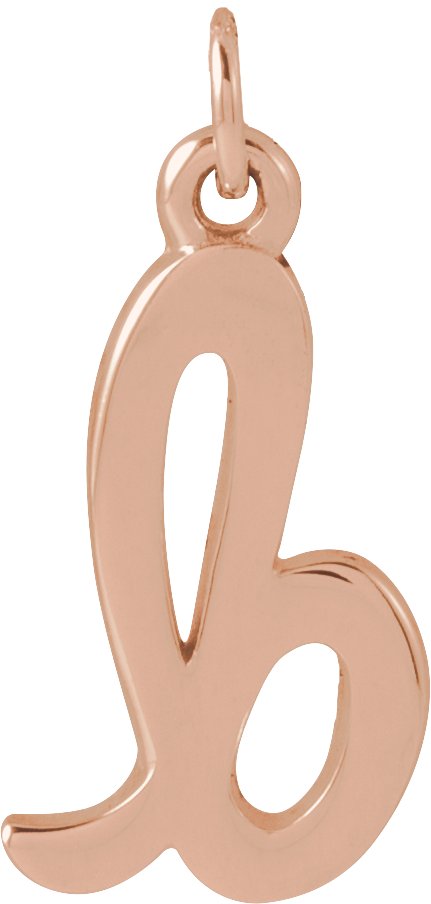 14K Gold Initial B Petite Necklace or Pendant - Rose Gold