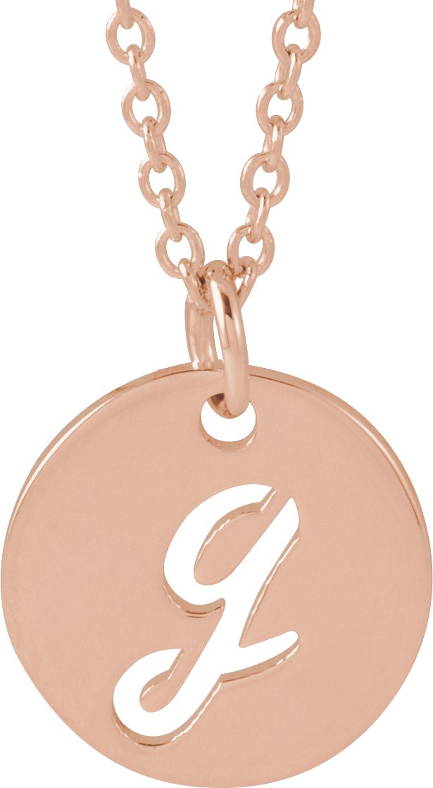 14K Gold Initial G Script Necklace or Pendant - Rose Gold