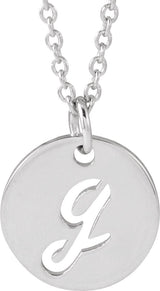Platinum Initial G Script Necklace or Pendant