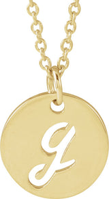 14K Gold Initial G Script Necklace or Pendant - Yellow Gold