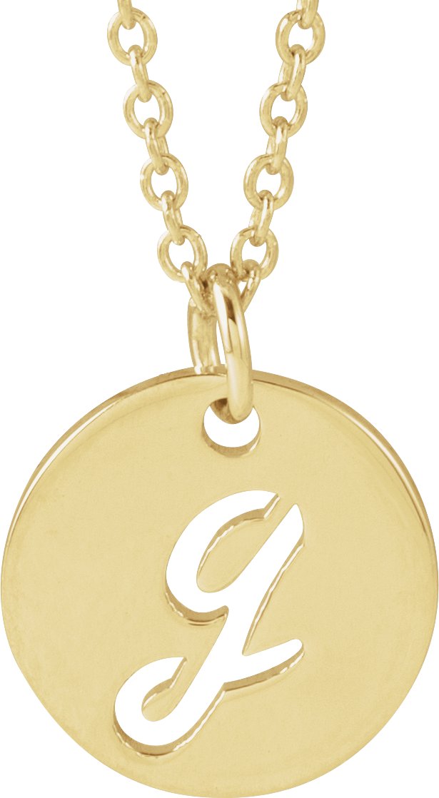 14K Gold Initial G Script Necklace or Pendant - Yellow Gold