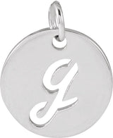 Platinum Initial G Script Necklace or Pendant