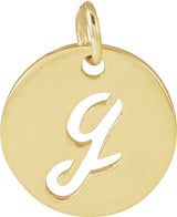 14K Gold Initial G Script Necklace or Pendant - Yellow Gold