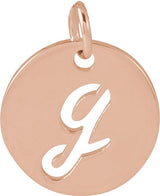 14K Gold Initial G Script Necklace or Pendant - Rose Gold