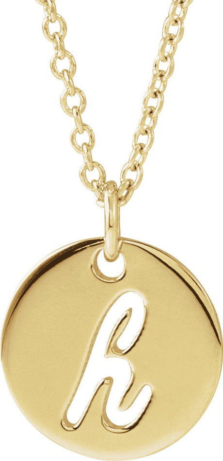 14K Gold Initial H Script Necklace or Pendant - Yellow Gold