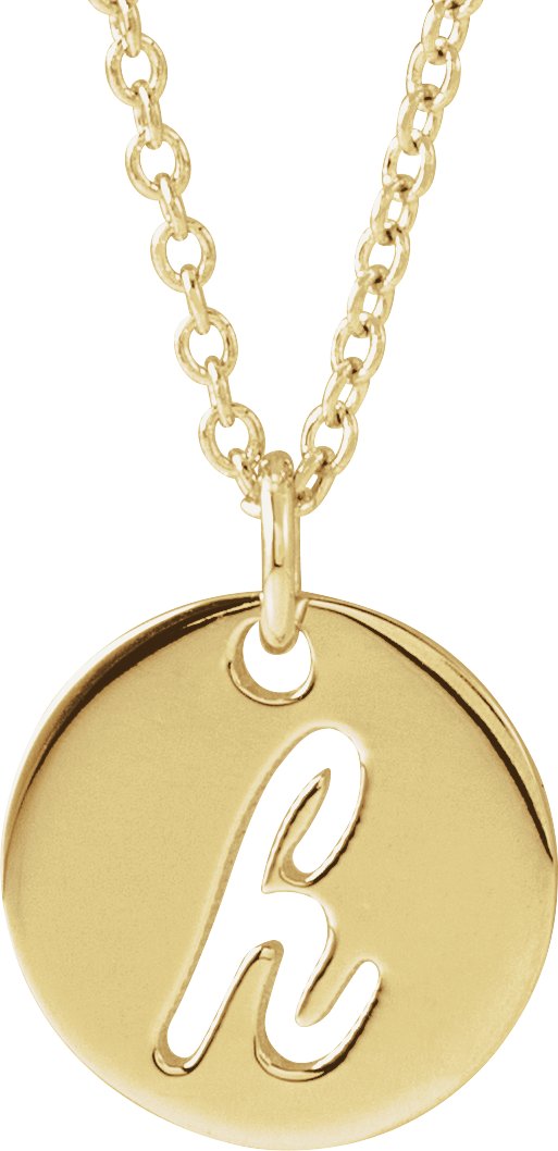 14K Gold Initial H Script Necklace or Pendant - Yellow Gold
