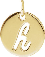 14K Gold Initial H Script Necklace or Pendant - Yellow Gold