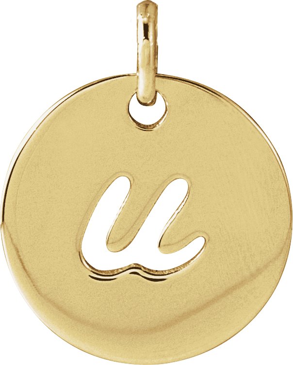 14K Gold Initial U Script Necklace or Pendant - Yellow Gold
