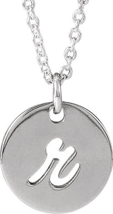 14K Gold Initial R Script Necklace or Pendant - White Gold