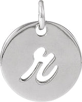 Platinum Initial R Script Necklace or Pendant