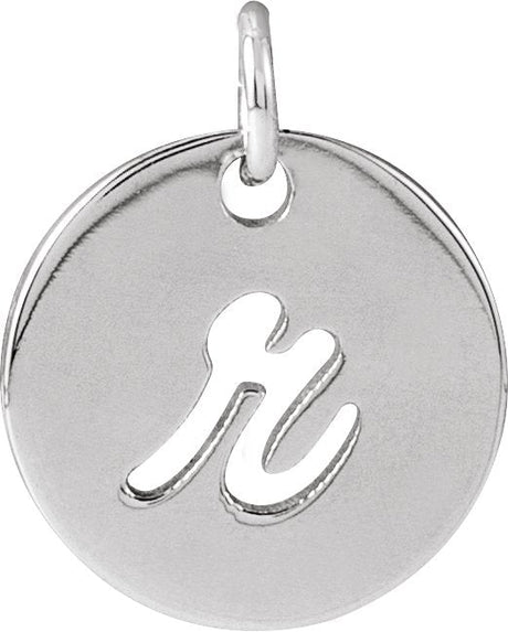 Platinum Initial R Script Necklace or Pendant
