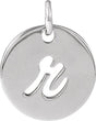 14K Gold Initial R Script Necklace or Pendant - White Gold
