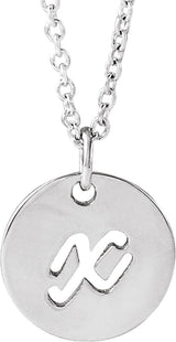 14K Gold Initial X Script Necklace or Pendant - White Gold