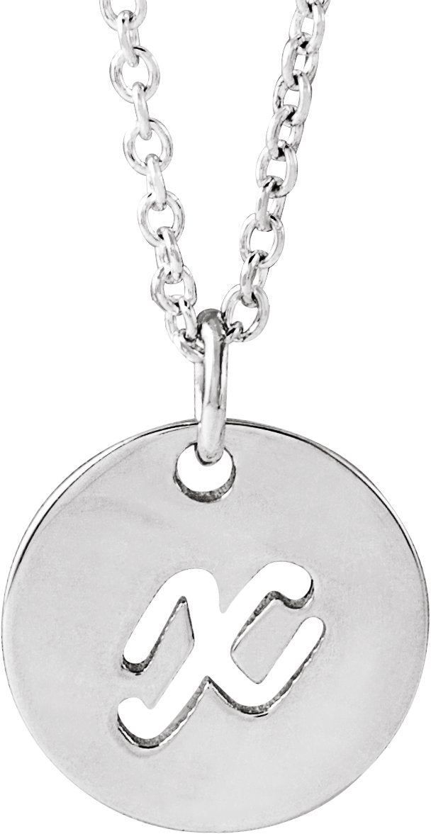 14K Gold Initial X Script Necklace or Pendant - White Gold