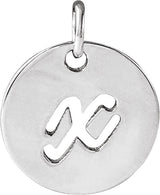 Platinum Initial X Script Necklace or Pendant