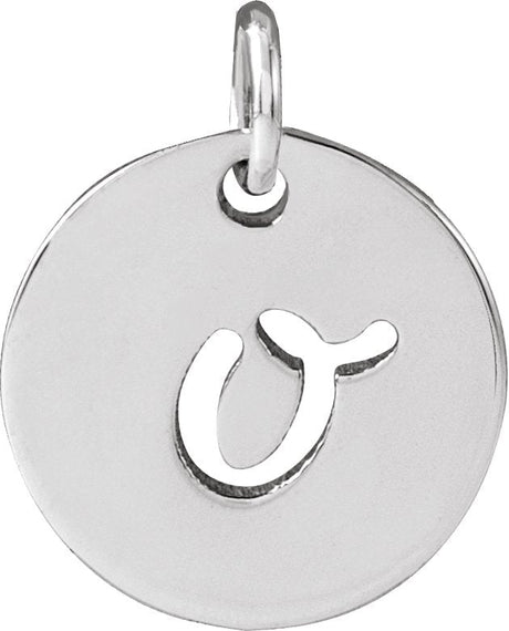 14K Gold Initial O Script Necklace or Pendant - White Gold