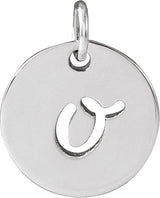 Platinum Initial O Script Necklace or Pendant