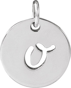 Platinum Initial O Script Necklace or Pendant