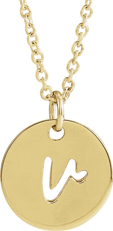 14K Gold Initial V Script Necklace or Pendant - Yellow Gold