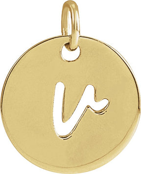 14K Gold Initial V Script Necklace or Pendant - Yellow Gold