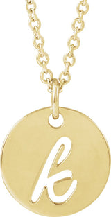 14K Gold Initial K Script Necklace or Pendant - Yellow Gold