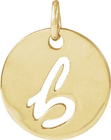 14K Gold Initial B Script Necklace or Pendant - Yellow Gold