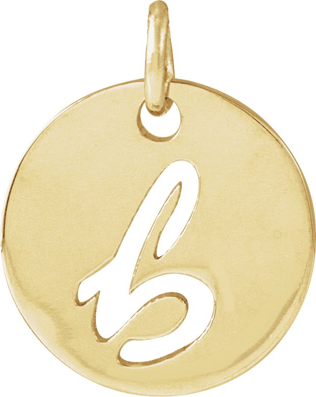 14K Gold Initial B Script Necklace or Pendant - Yellow Gold