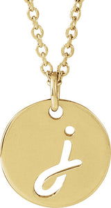 14K Gold Initial J Script Necklace or Pendant - Yellow Gold